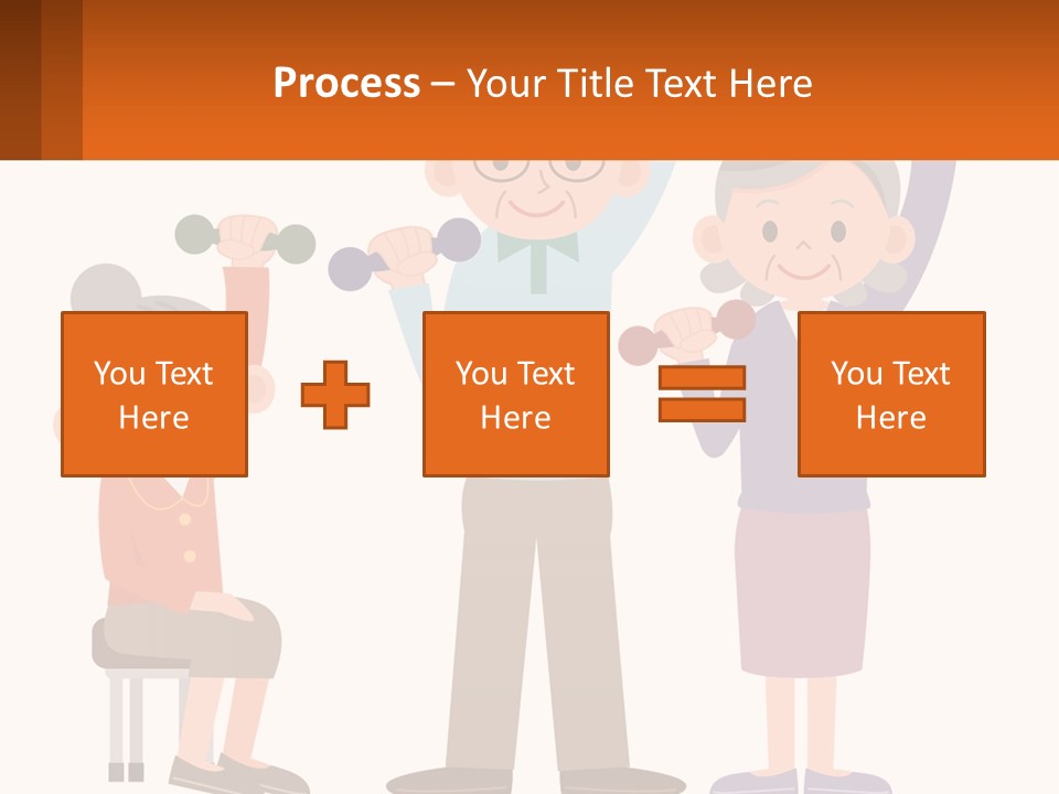 An Elderly Couple Exercising With Dumbbells And An Elderly Woman PowerPoint Template