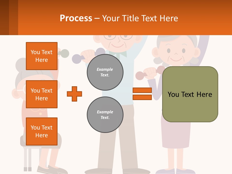 An Elderly Couple Exercising With Dumbbells And An Elderly Woman PowerPoint Template