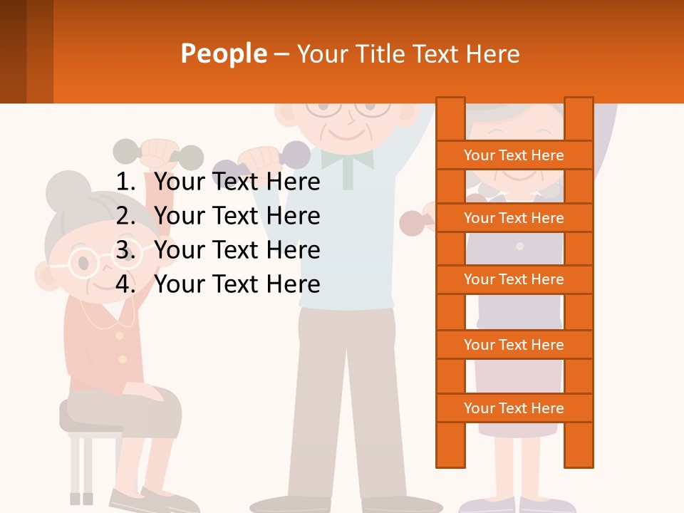 An Elderly Couple Exercising With Dumbbells And An Elderly Woman PowerPoint Template