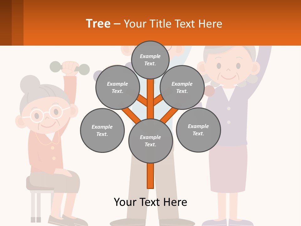 An Elderly Couple Exercising With Dumbbells And An Elderly Woman PowerPoint Template