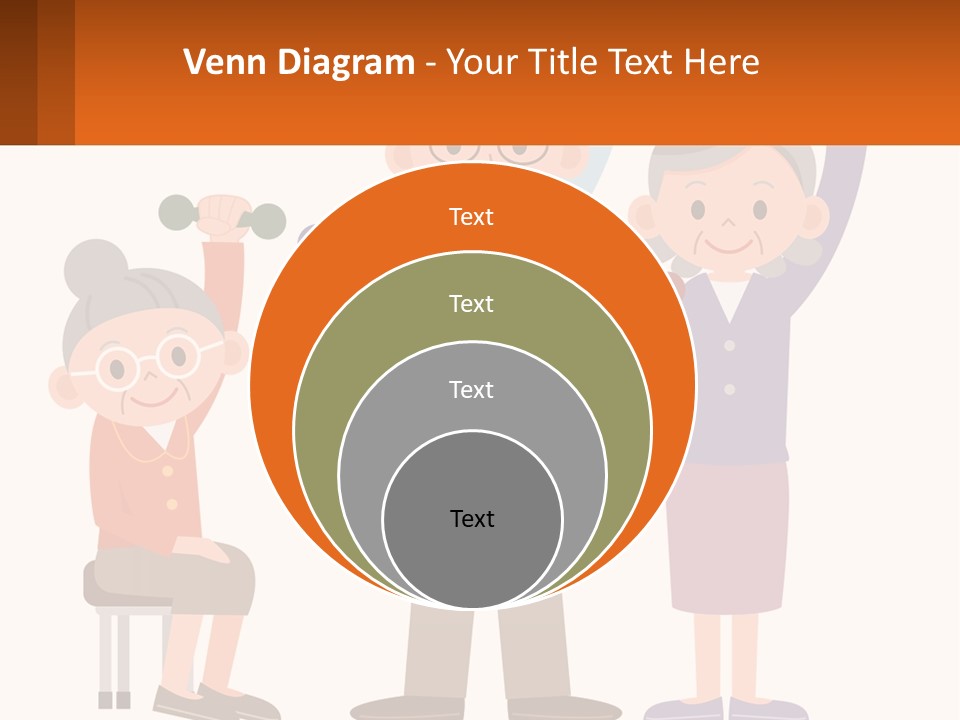 An Elderly Couple Exercising With Dumbbells And An Elderly Woman PowerPoint Template