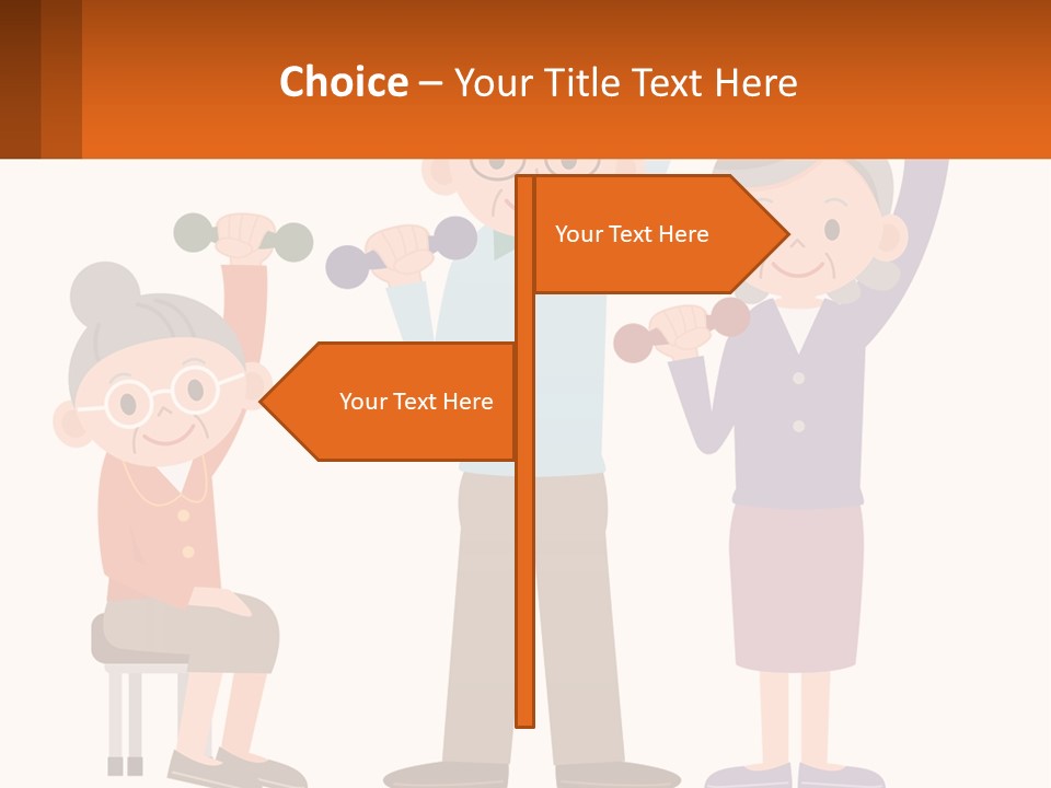 An Elderly Couple Exercising With Dumbbells And An Elderly Woman PowerPoint Template