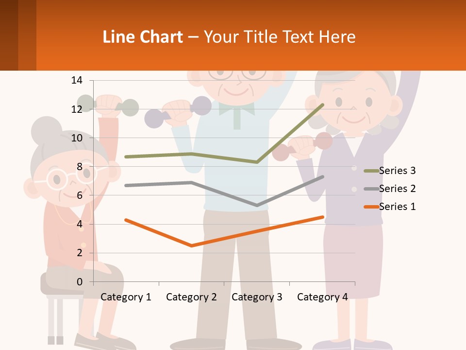 An Elderly Couple Exercising With Dumbbells And An Elderly Woman PowerPoint Template