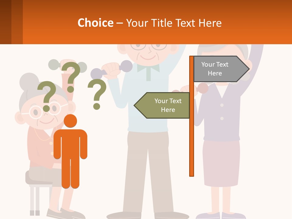 An Elderly Couple Exercising With Dumbbells And An Elderly Woman PowerPoint Template