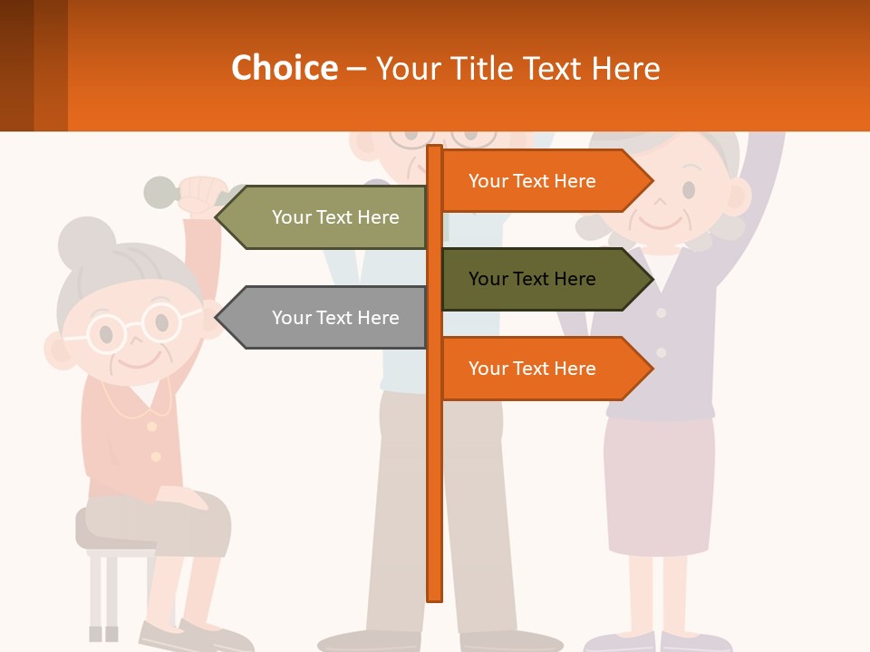 An Elderly Couple Exercising With Dumbbells And An Elderly Woman PowerPoint Template