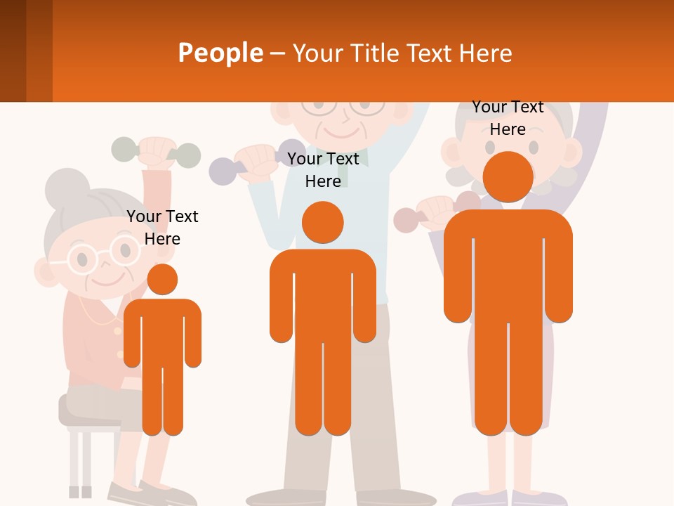 An Elderly Couple Exercising With Dumbbells And An Elderly Woman PowerPoint Template