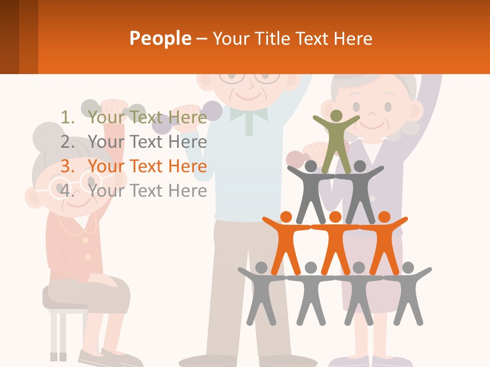 An Elderly Couple Exercising With Dumbbells And An Elderly Woman PowerPoint Template