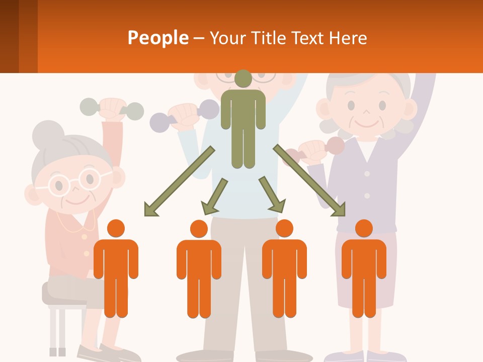 An Elderly Couple Exercising With Dumbbells And An Elderly Woman PowerPoint Template