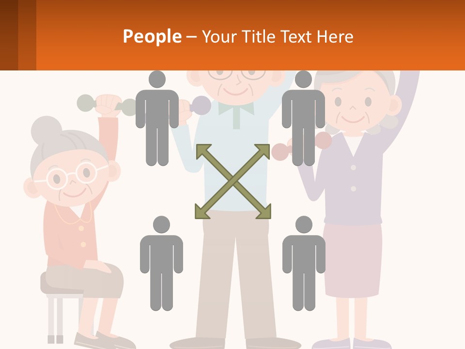 An Elderly Couple Exercising With Dumbbells And An Elderly Woman PowerPoint Template