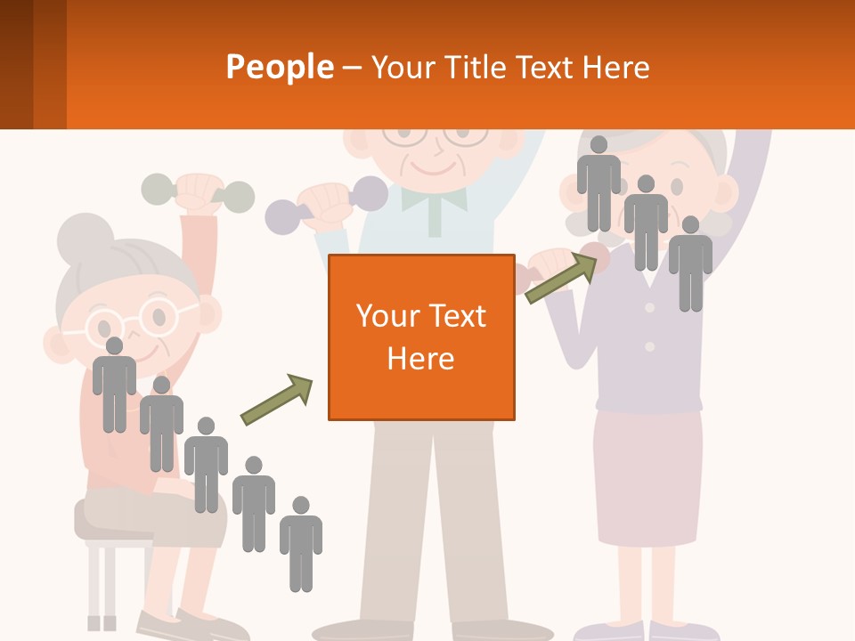 An Elderly Couple Exercising With Dumbbells And An Elderly Woman PowerPoint Template