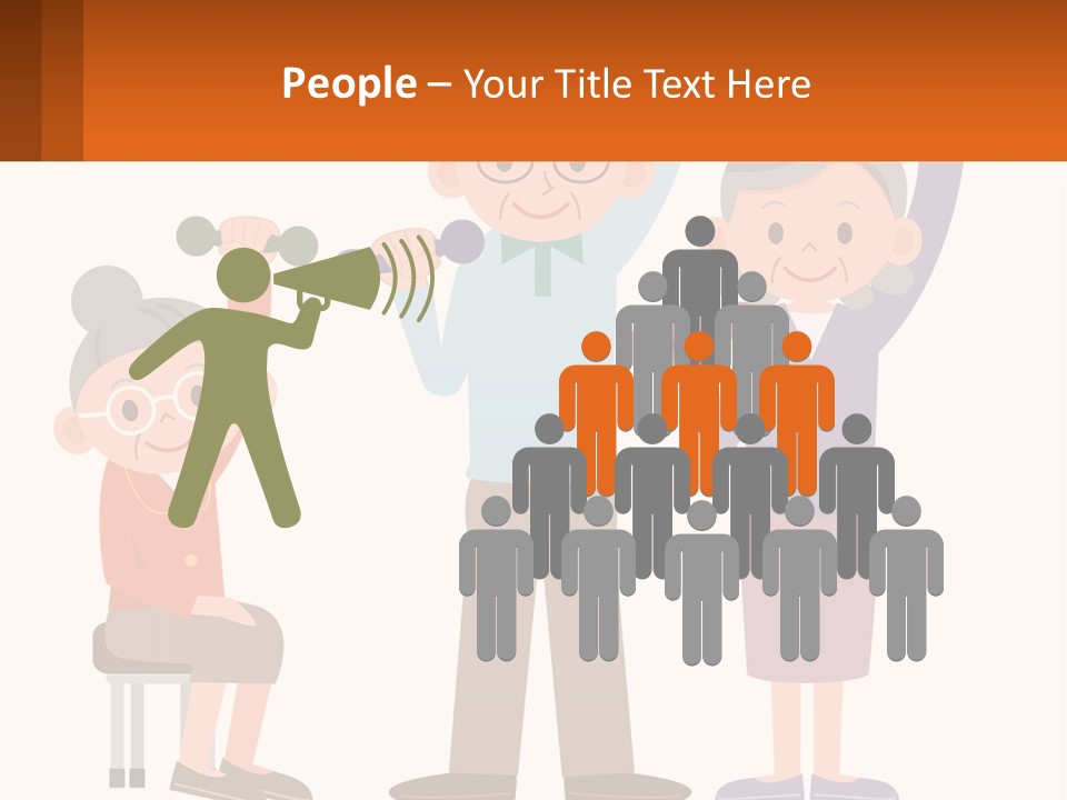 An Elderly Couple Exercising With Dumbbells And An Elderly Woman PowerPoint Template