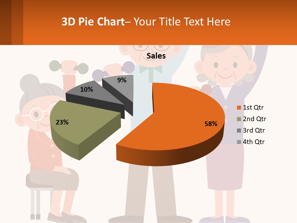 An Elderly Couple Exercising With Dumbbells And An Elderly Woman PowerPoint Template