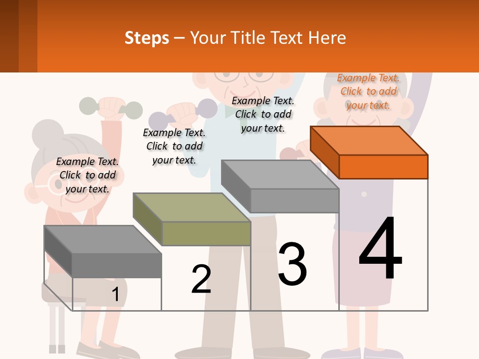 An Elderly Couple Exercising With Dumbbells And An Elderly Woman PowerPoint Template