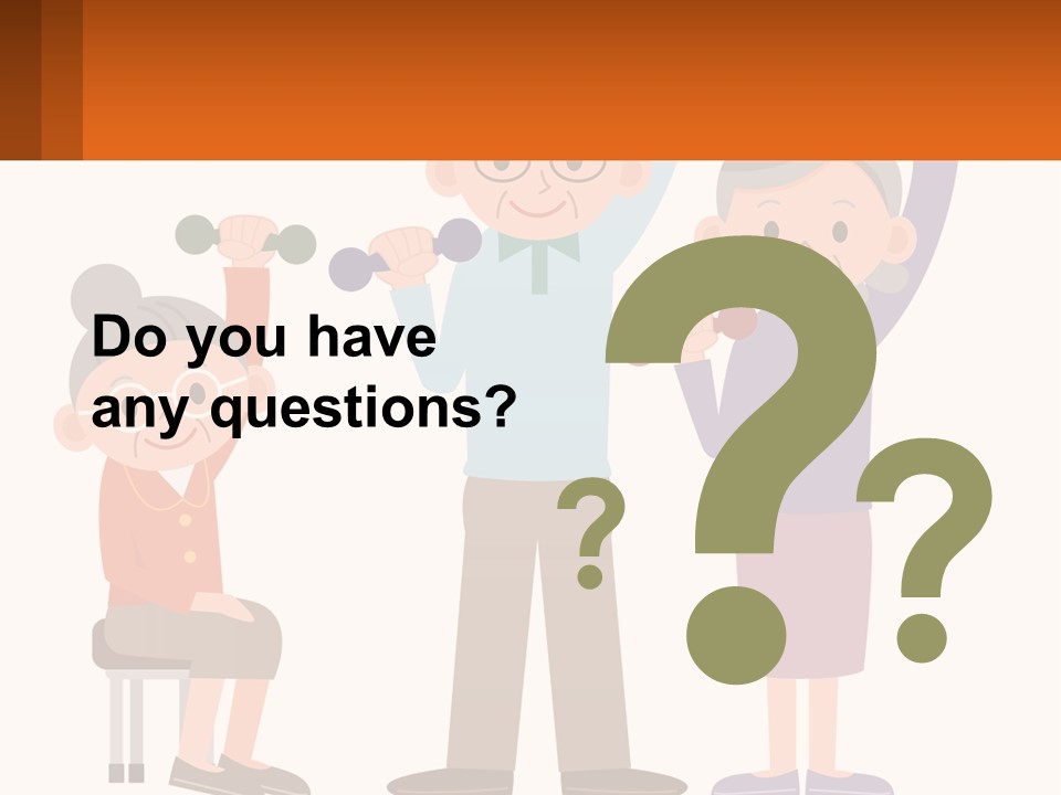 An Elderly Couple Exercising With Dumbbells And An Elderly Woman PowerPoint Template