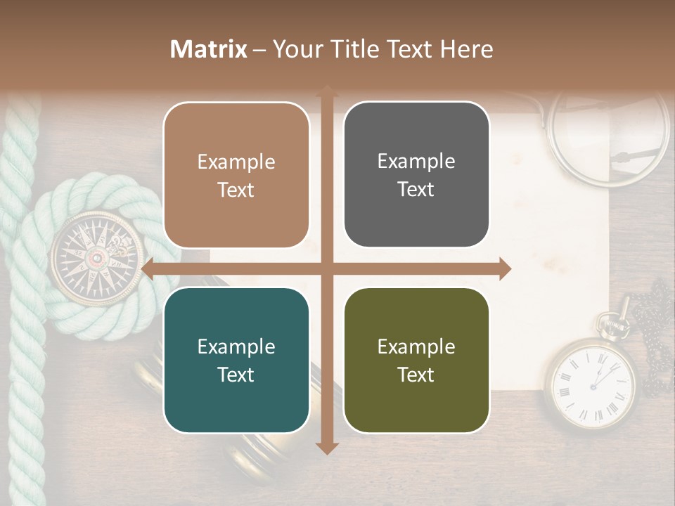 A Wooden Table Topped With A Paper And A Compass PowerPoint Template