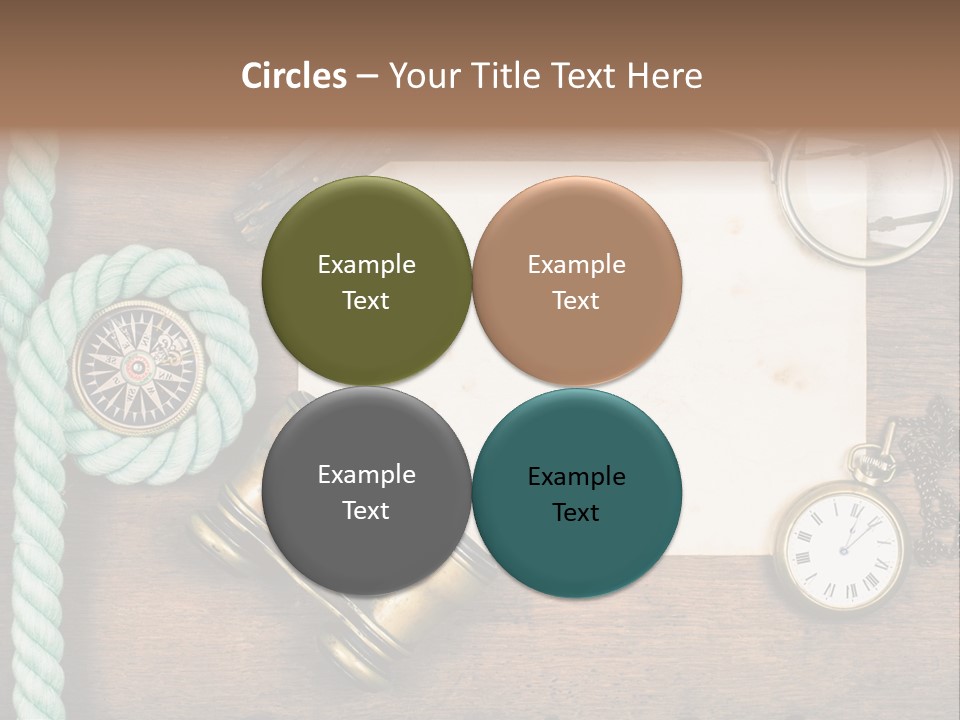 A Wooden Table Topped With A Paper And A Compass PowerPoint Template