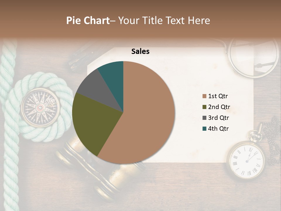 A Wooden Table Topped With A Paper And A Compass PowerPoint Template