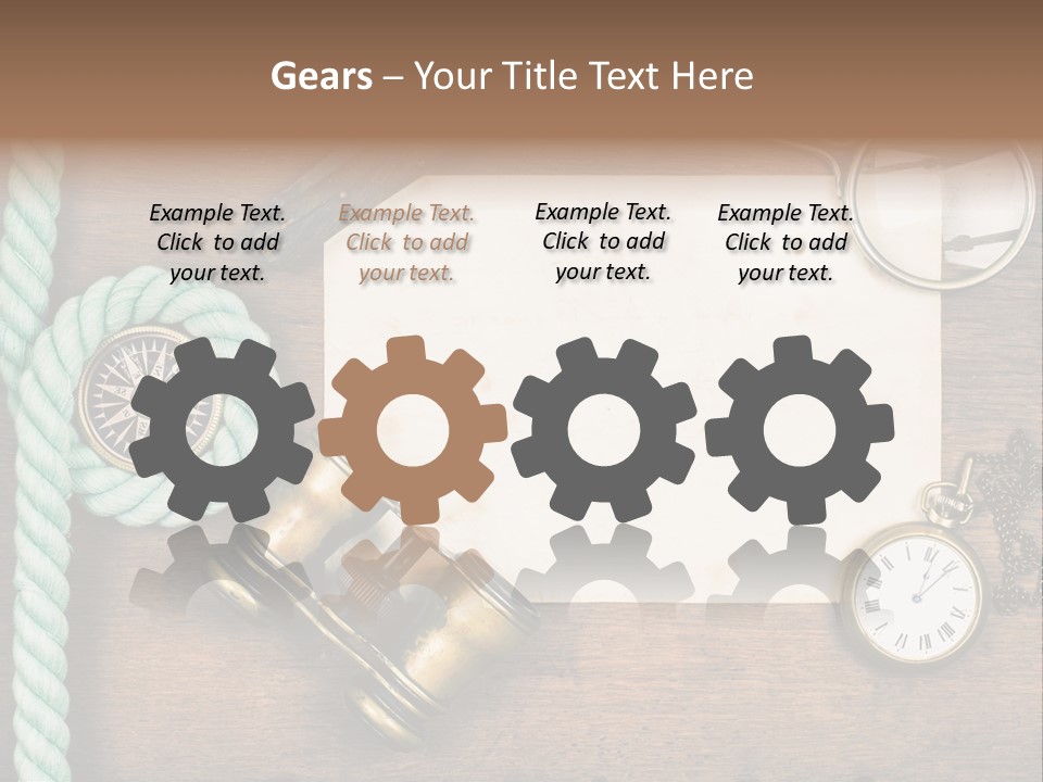 A Wooden Table Topped With A Paper And A Compass PowerPoint Template