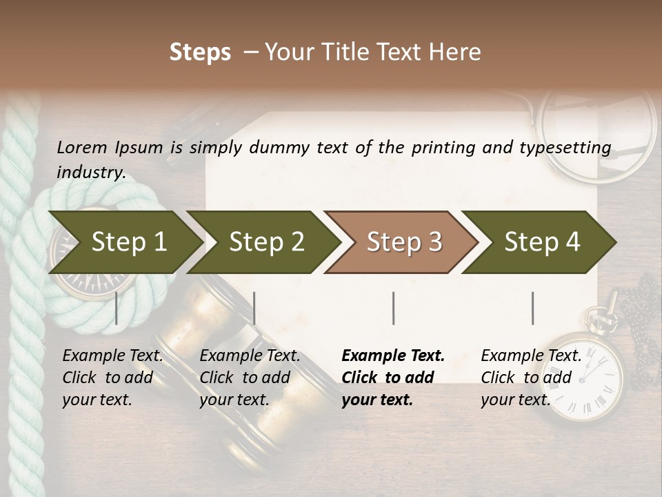 A Wooden Table Topped With A Paper And A Compass PowerPoint Template