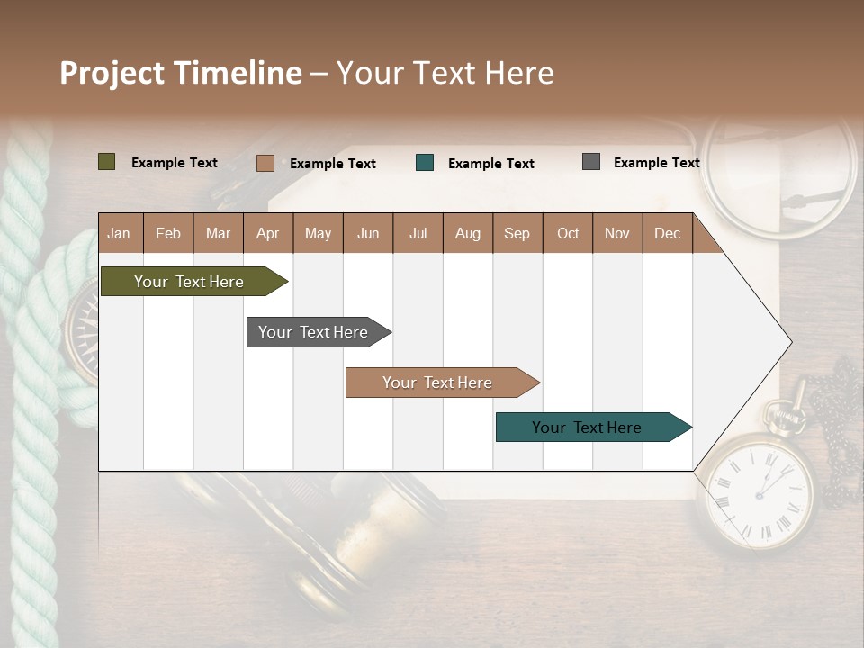 A Wooden Table Topped With A Paper And A Compass PowerPoint Template