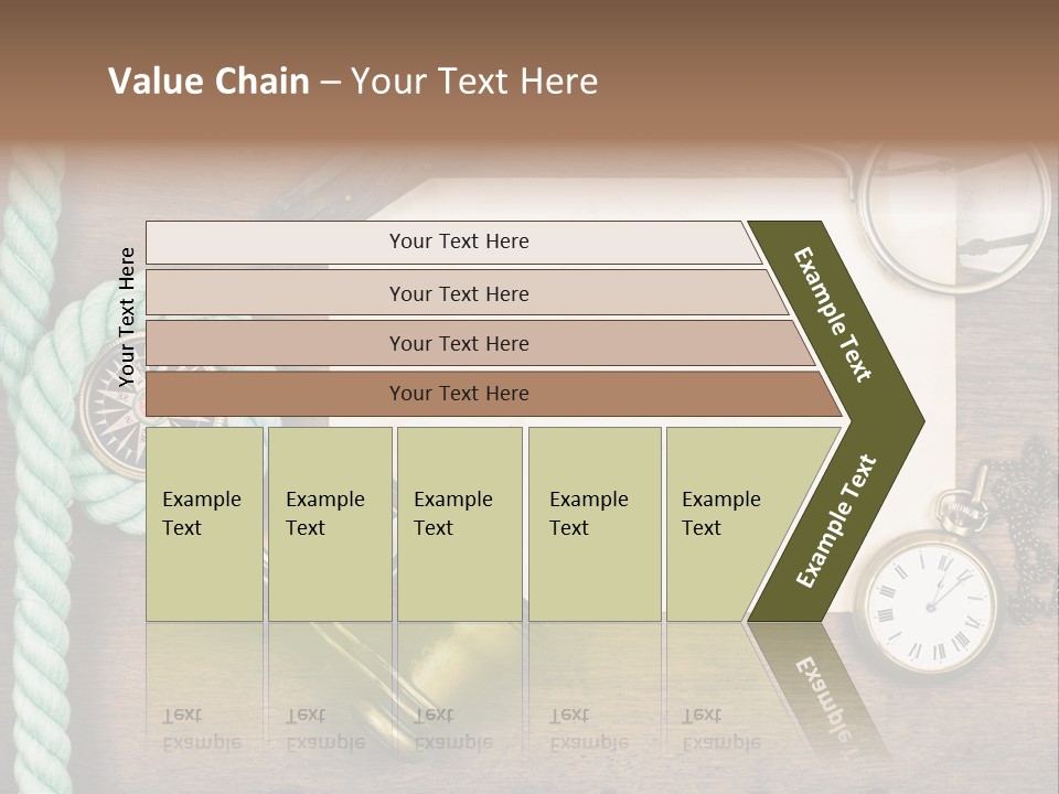 A Wooden Table Topped With A Paper And A Compass PowerPoint Template