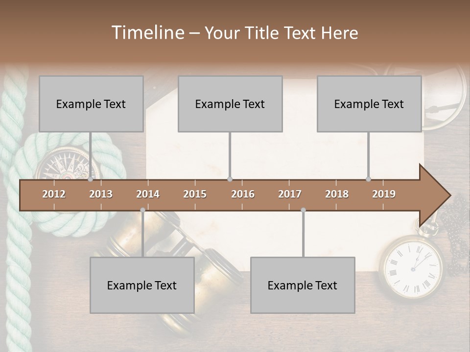 A Wooden Table Topped With A Paper And A Compass PowerPoint Template