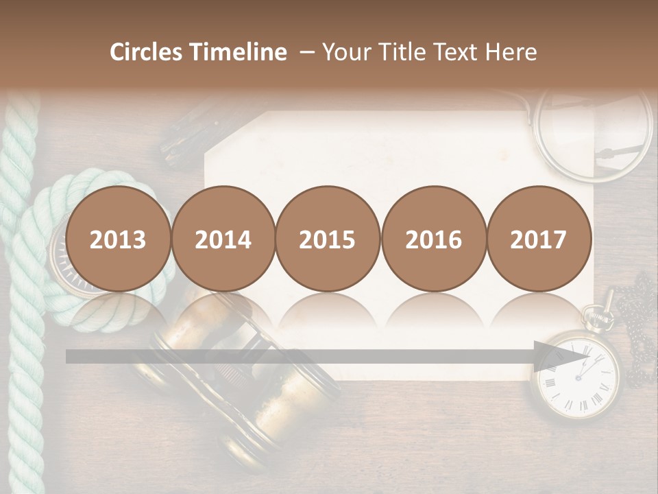 A Wooden Table Topped With A Paper And A Compass PowerPoint Template