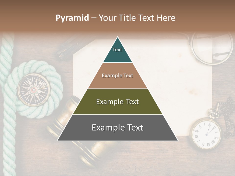 A Wooden Table Topped With A Paper And A Compass PowerPoint Template