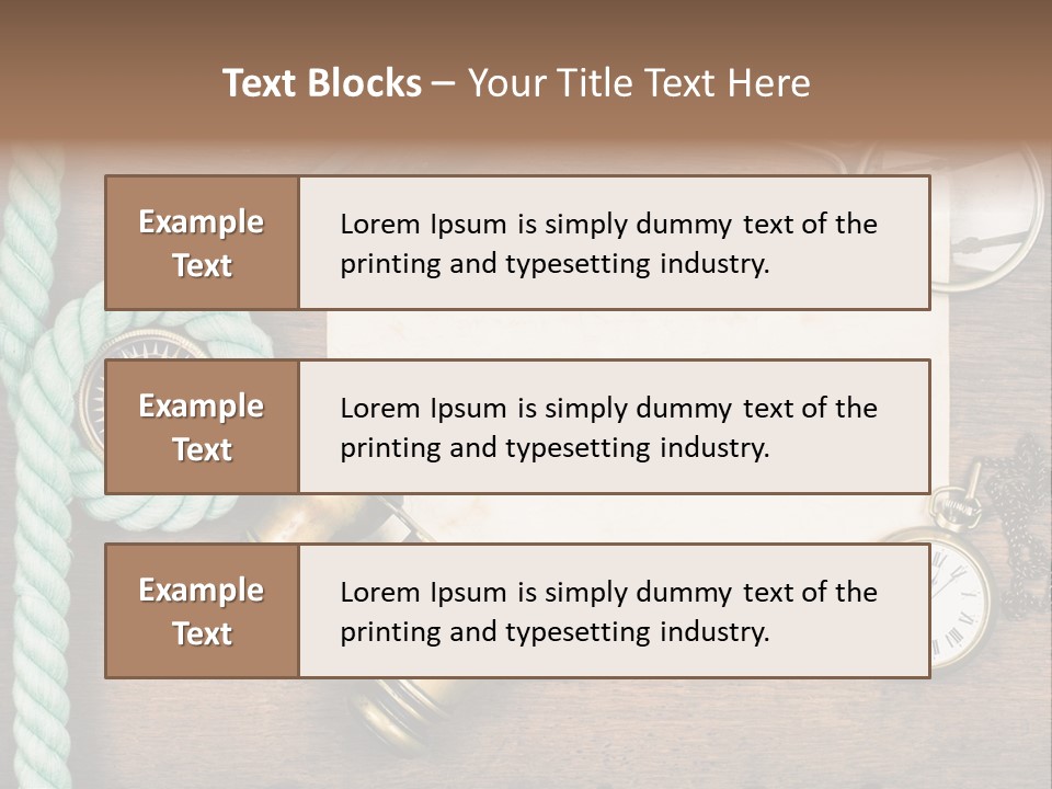 A Wooden Table Topped With A Paper And A Compass PowerPoint Template