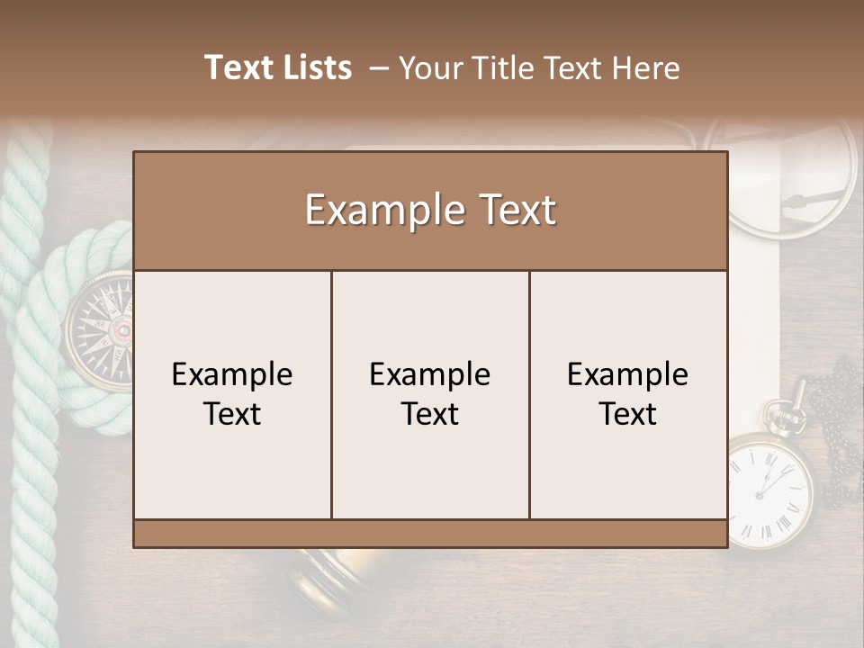 A Wooden Table Topped With A Paper And A Compass PowerPoint Template