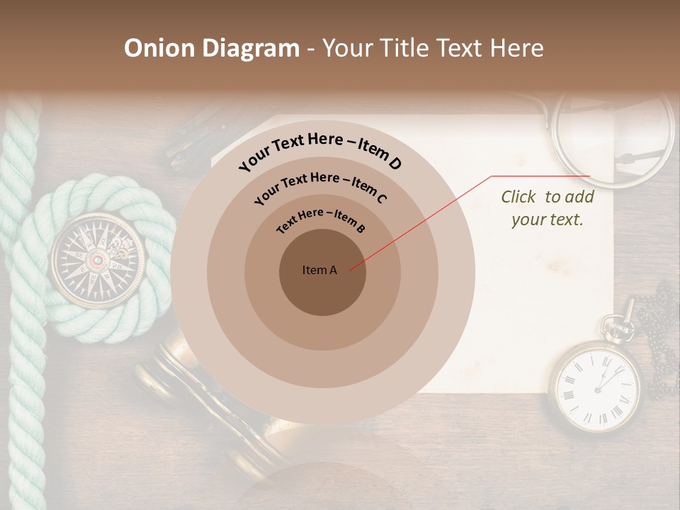 A Wooden Table Topped With A Paper And A Compass PowerPoint Template
