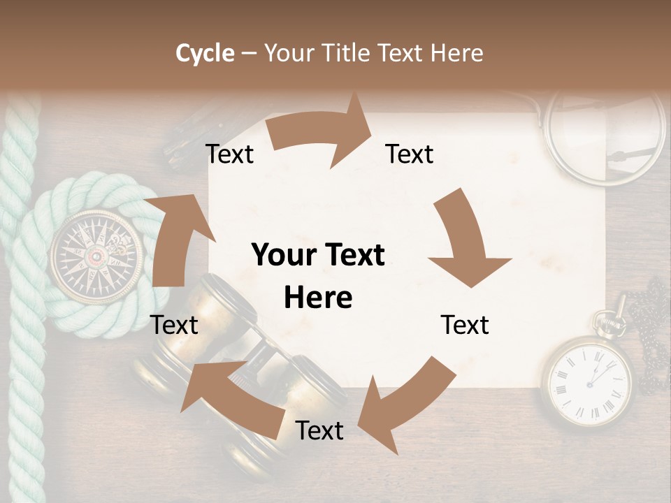 A Wooden Table Topped With A Paper And A Compass PowerPoint Template