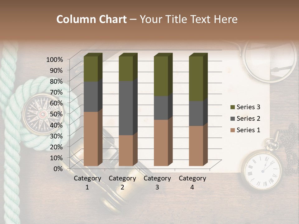 A Wooden Table Topped With A Paper And A Compass PowerPoint Template
