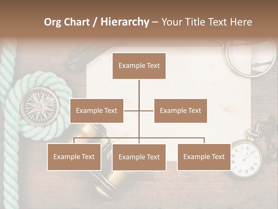 A Wooden Table Topped With A Paper And A Compass PowerPoint Template