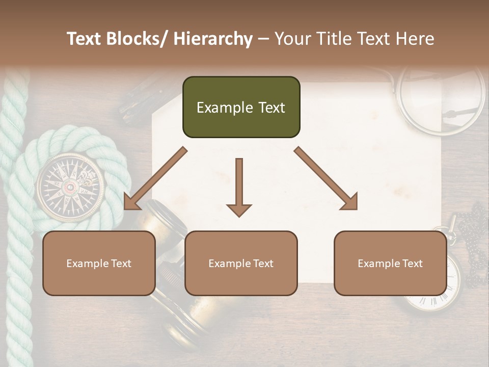 A Wooden Table Topped With A Paper And A Compass PowerPoint Template