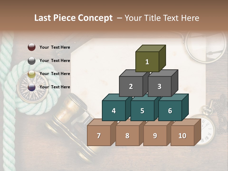 A Wooden Table Topped With A Paper And A Compass PowerPoint Template