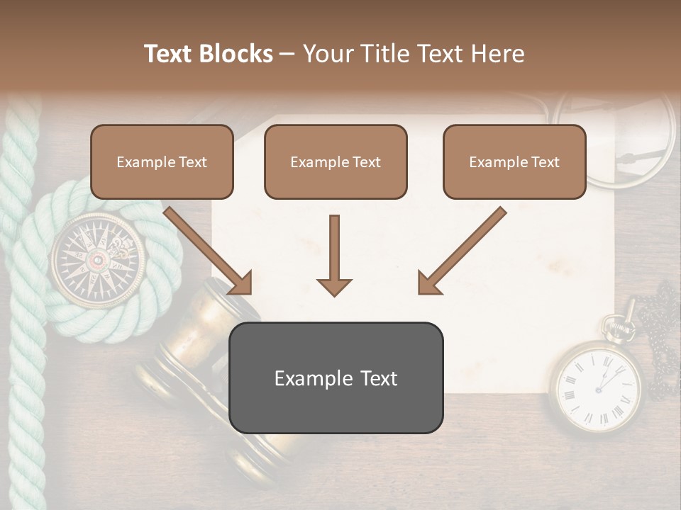 A Wooden Table Topped With A Paper And A Compass PowerPoint Template