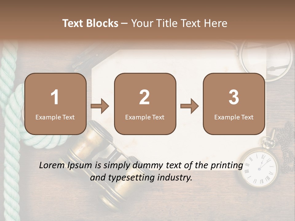 A Wooden Table Topped With A Paper And A Compass PowerPoint Template