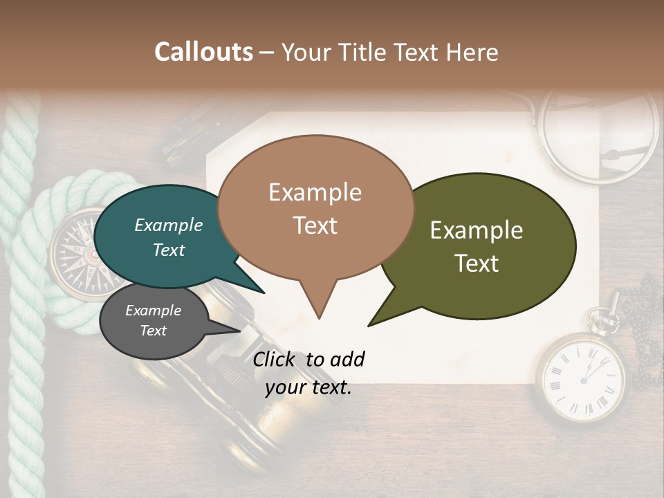 A Wooden Table Topped With A Paper And A Compass PowerPoint Template