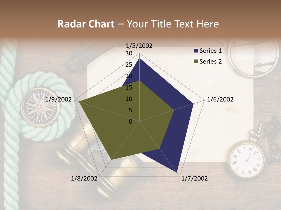 A Wooden Table Topped With A Paper And A Compass PowerPoint Template
