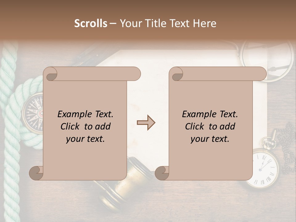A Wooden Table Topped With A Paper And A Compass PowerPoint Template
