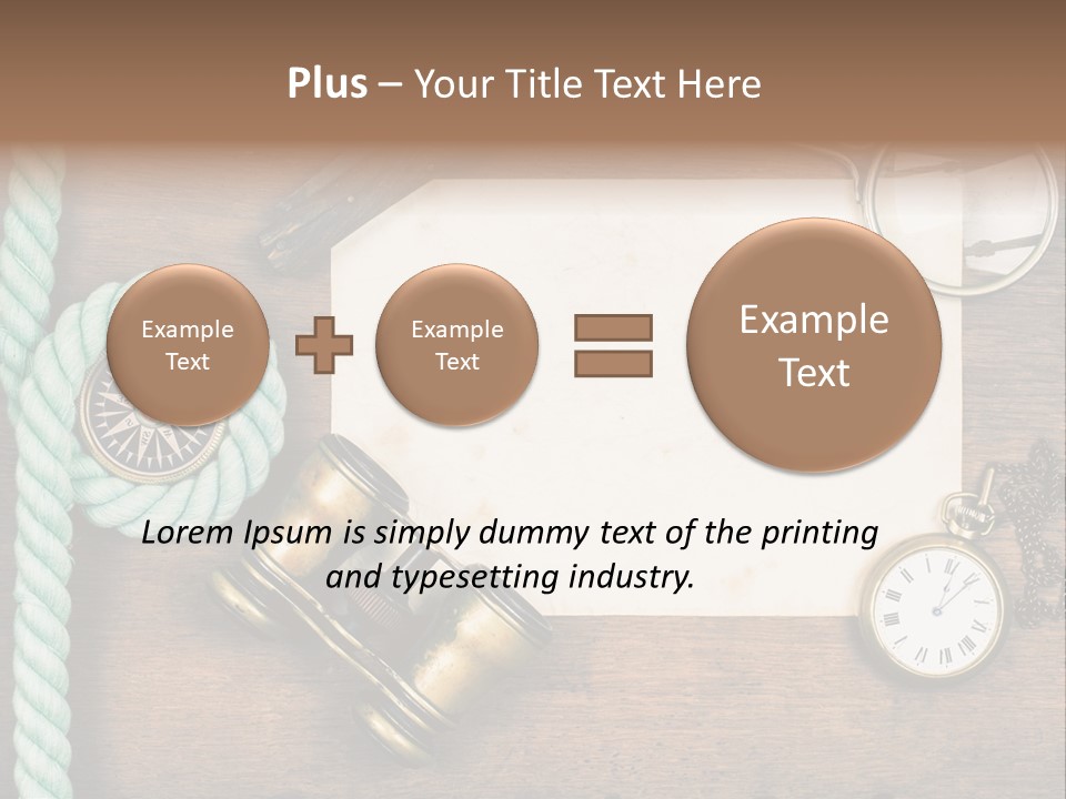 A Wooden Table Topped With A Paper And A Compass PowerPoint Template