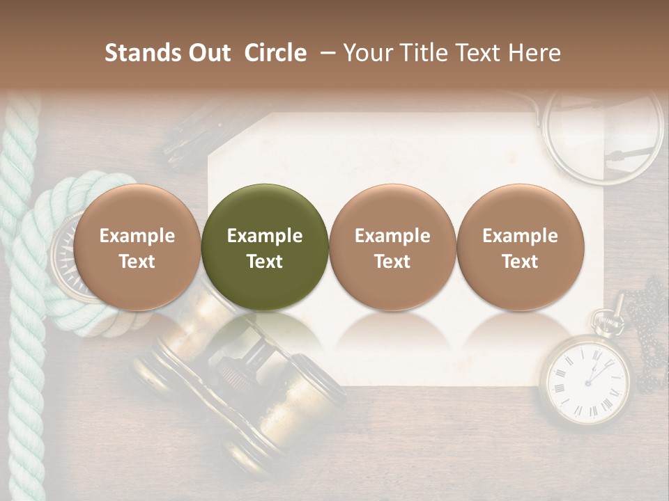 A Wooden Table Topped With A Paper And A Compass PowerPoint Template