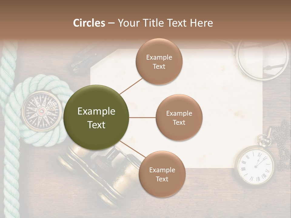 A Wooden Table Topped With A Paper And A Compass PowerPoint Template