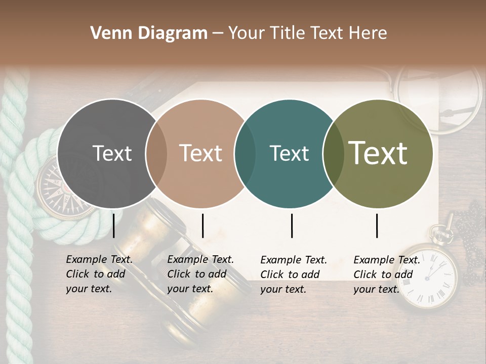 A Wooden Table Topped With A Paper And A Compass PowerPoint Template