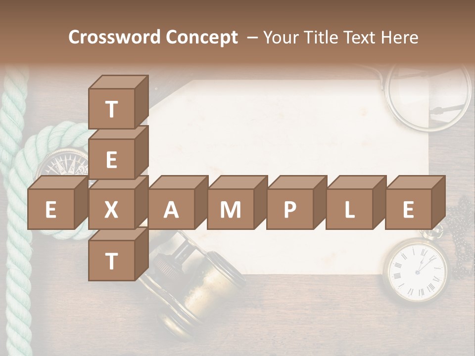 A Wooden Table Topped With A Paper And A Compass PowerPoint Template
