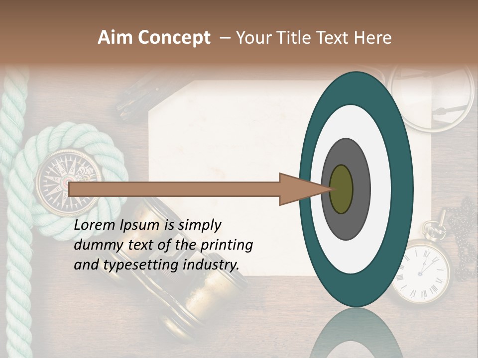 A Wooden Table Topped With A Paper And A Compass PowerPoint Template