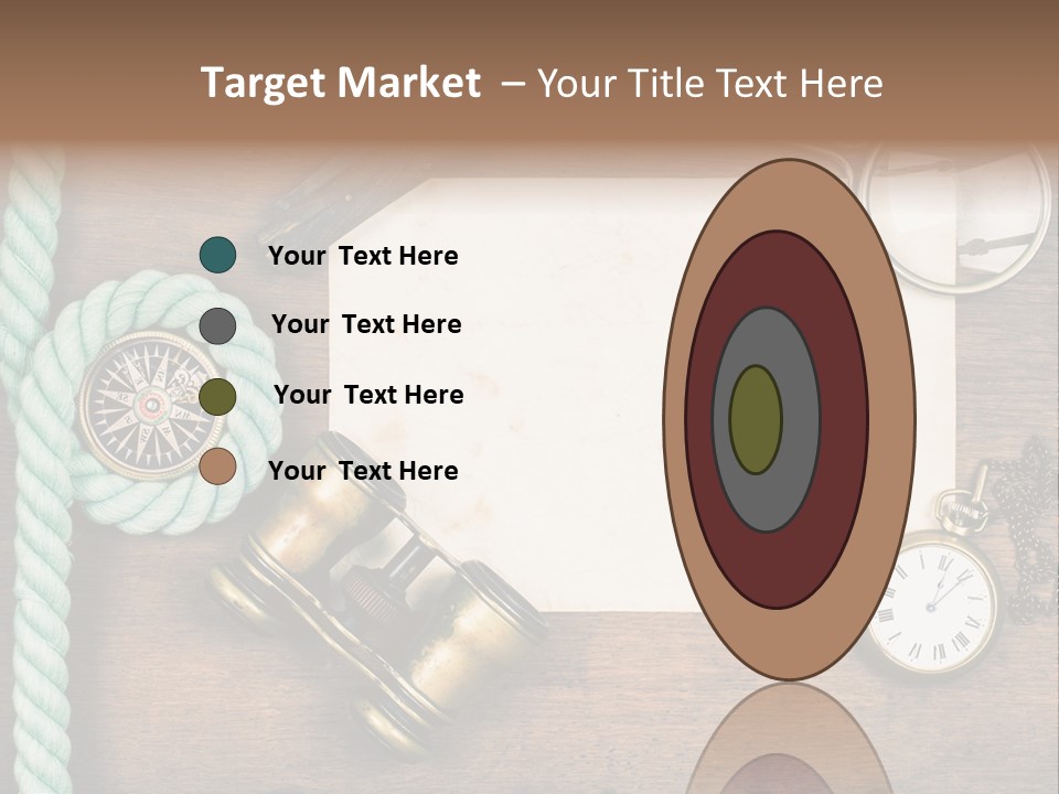 A Wooden Table Topped With A Paper And A Compass PowerPoint Template