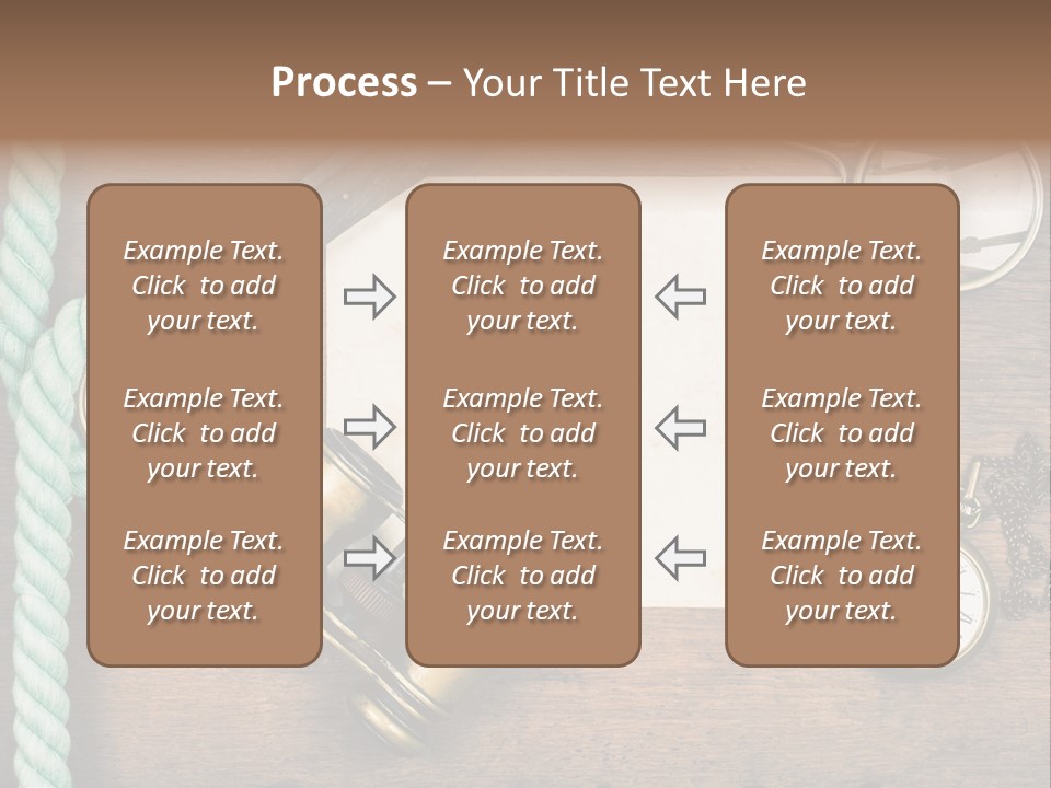 A Wooden Table Topped With A Paper And A Compass PowerPoint Template