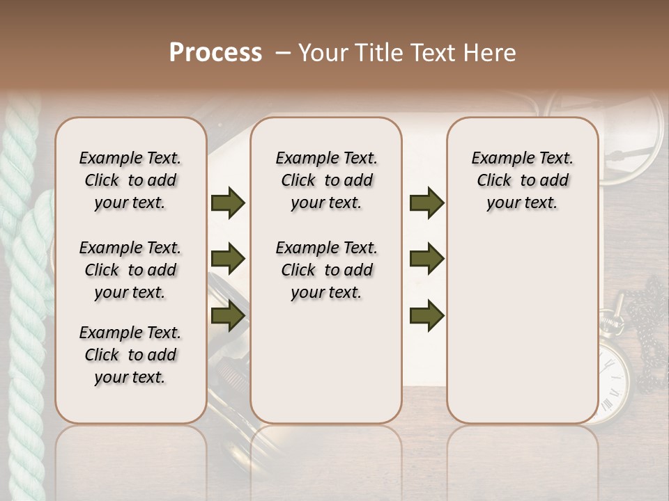 A Wooden Table Topped With A Paper And A Compass PowerPoint Template